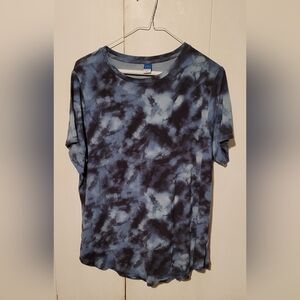 Old Navy Women's Luxe Blue Tie-dyed T-Shirt - Size L